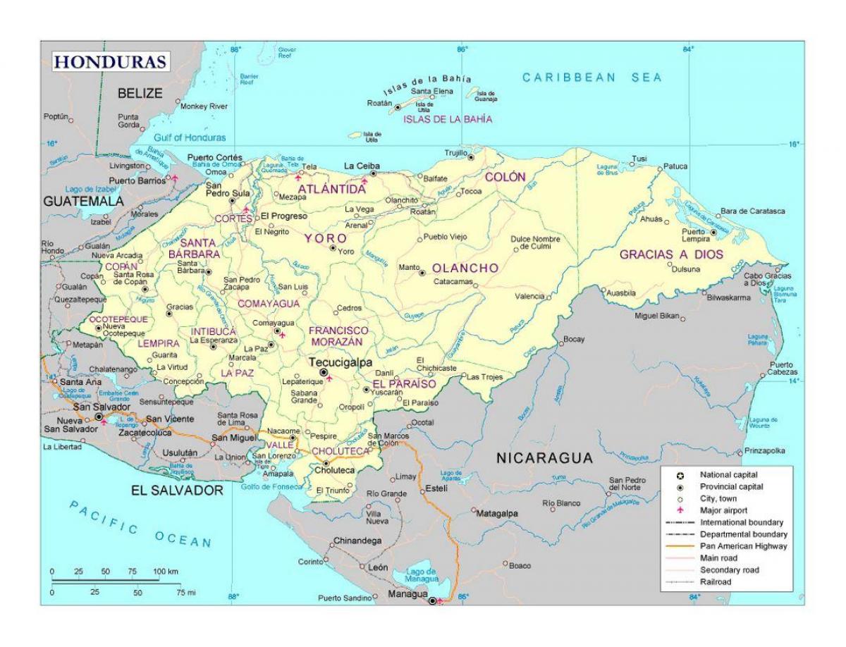 carte détaillée du Honduras