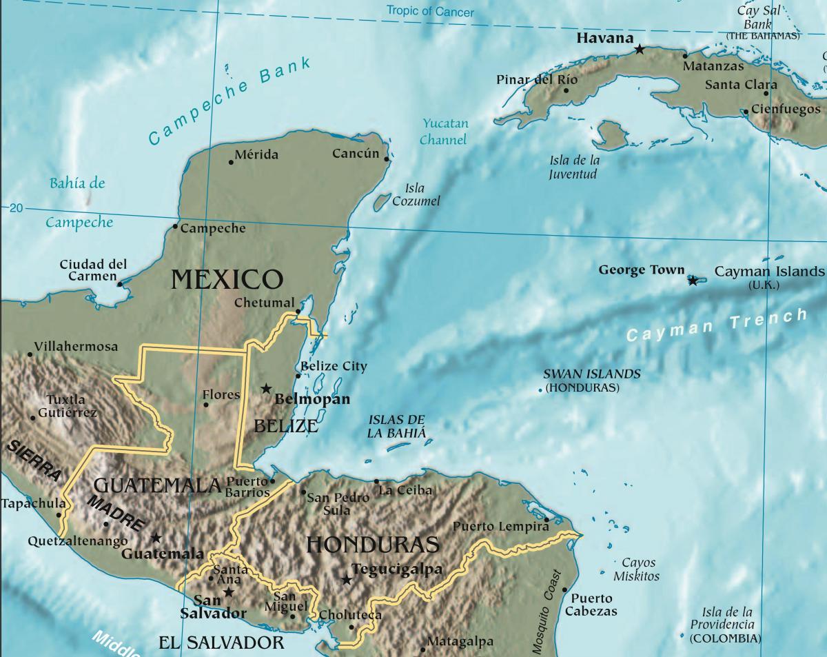 carte du golfe de Honduras