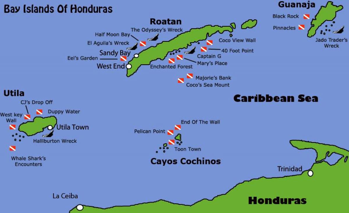 les îles du Honduras carte