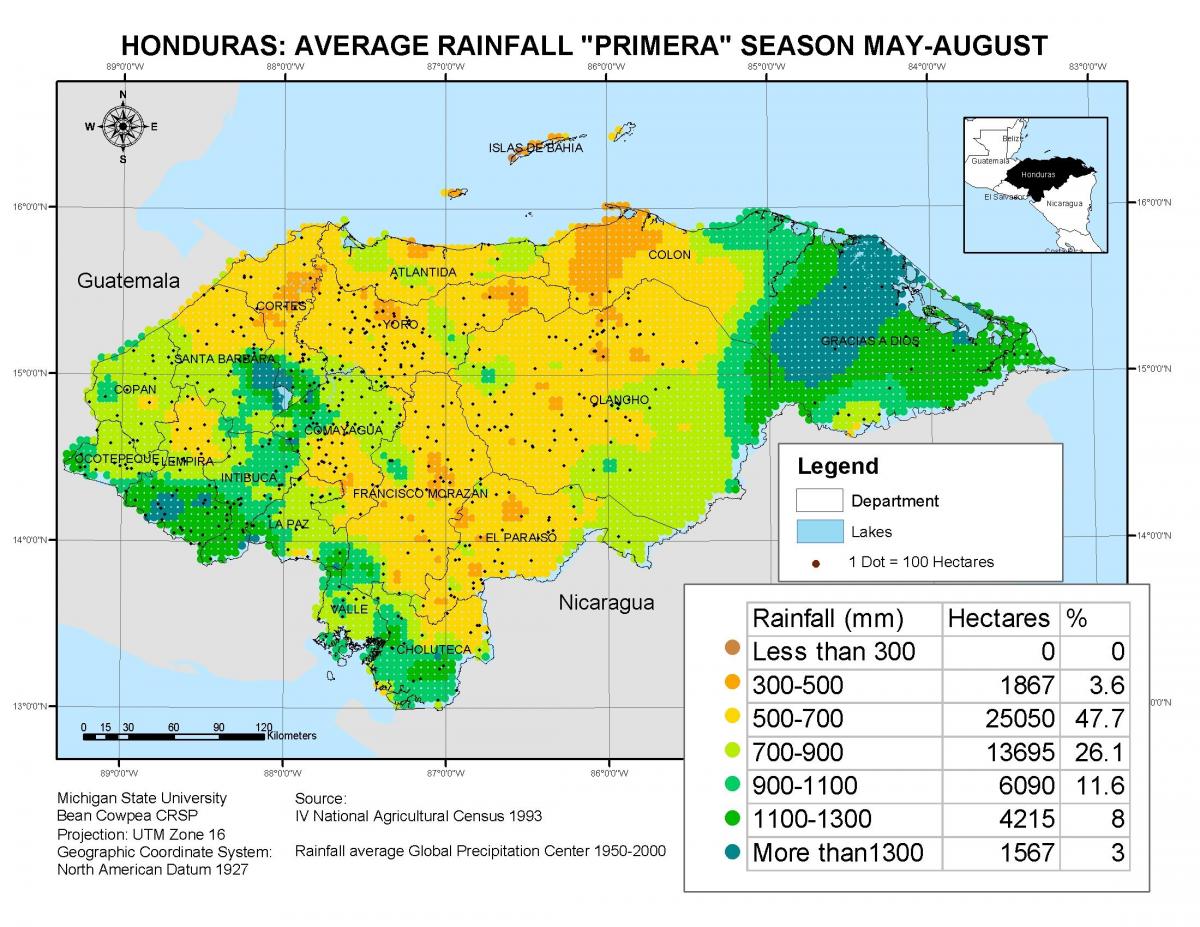 carte du Honduras climat