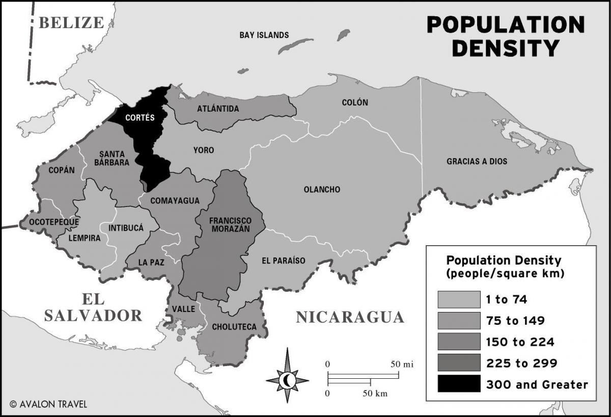 carte du Honduras de la population