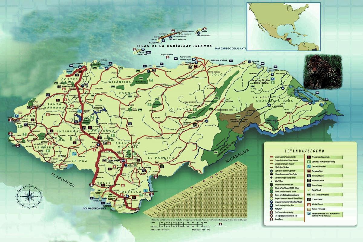 carte de géographie Honduras