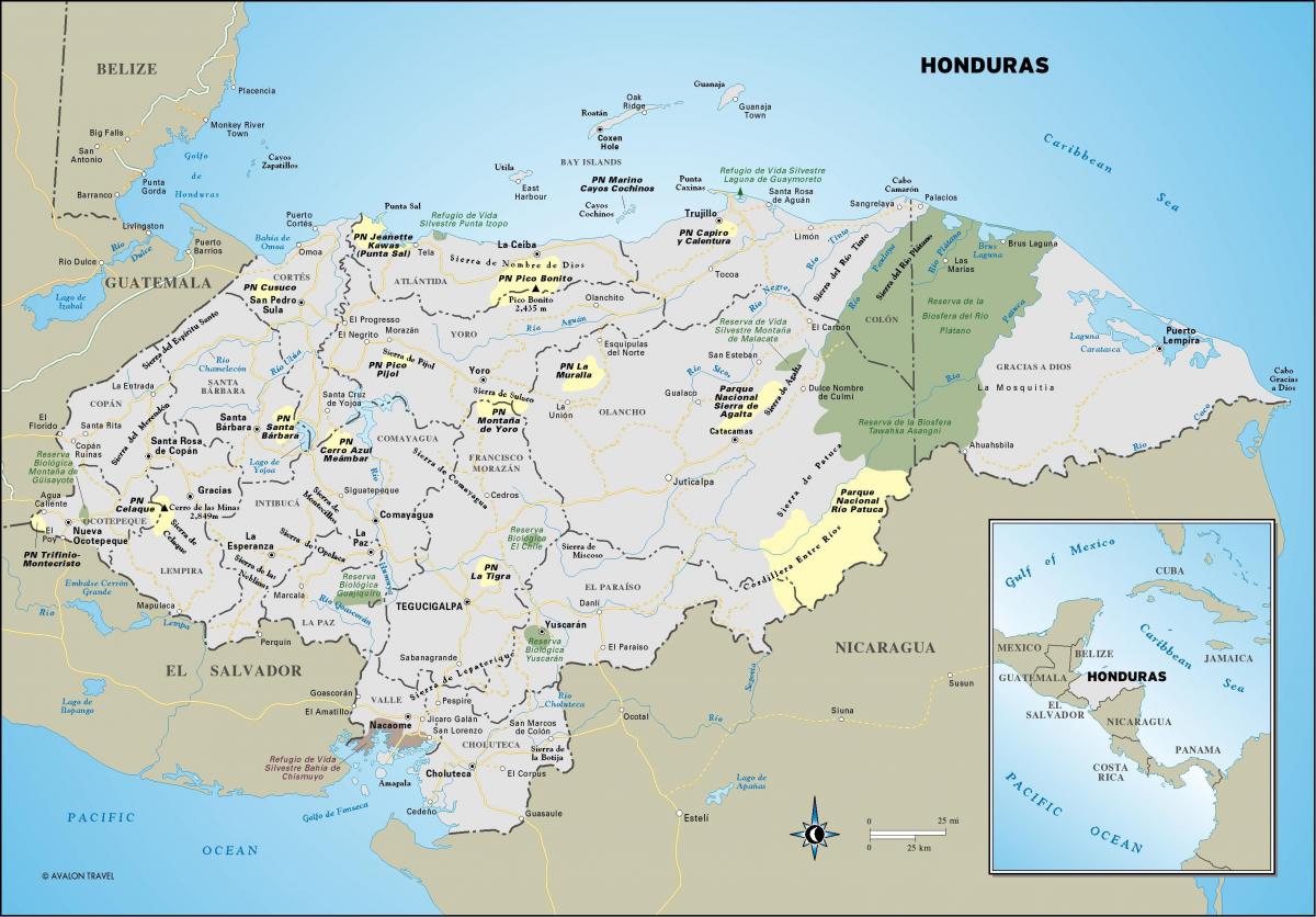 carte du Honduras touristique