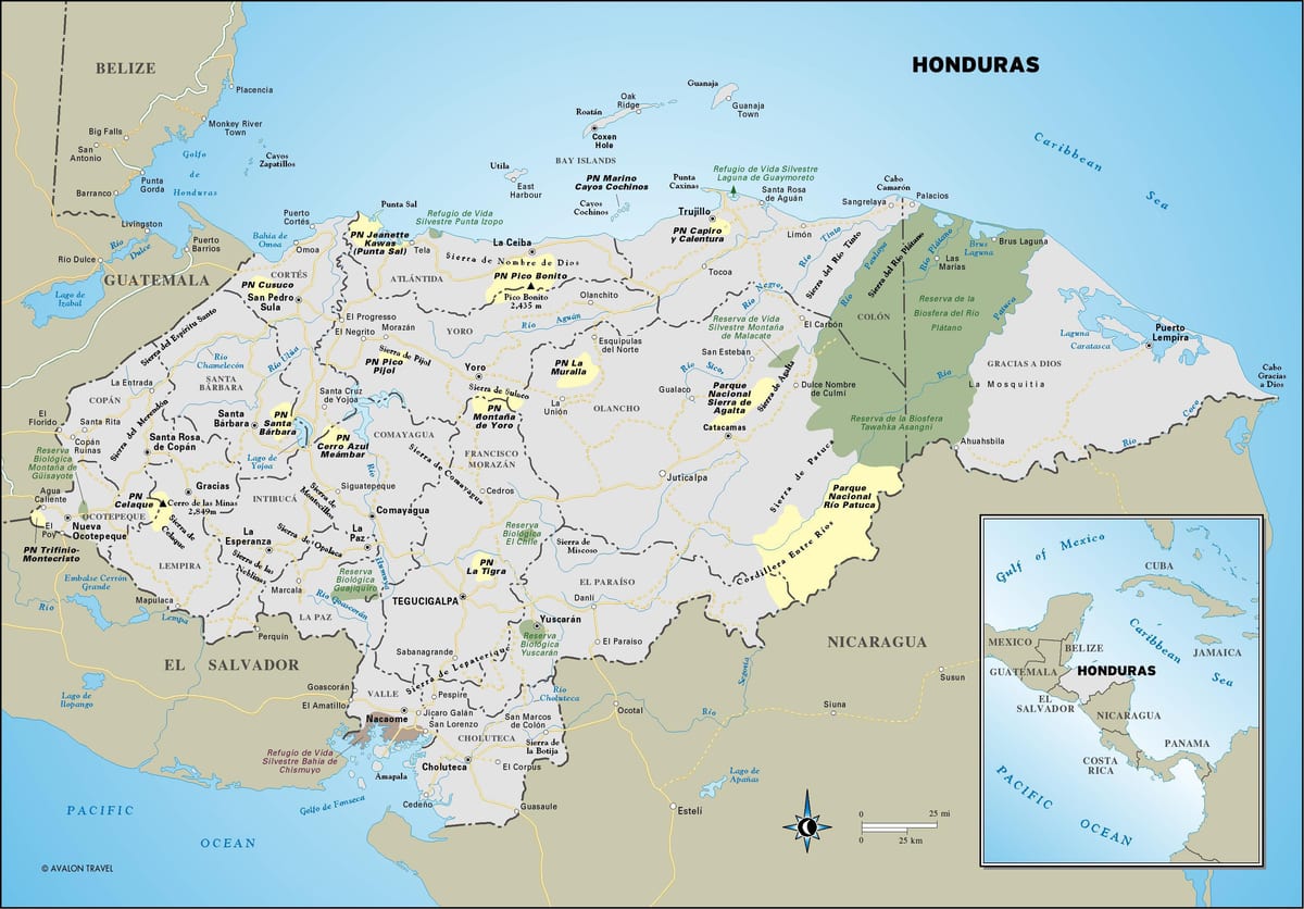 carte du Honduras route