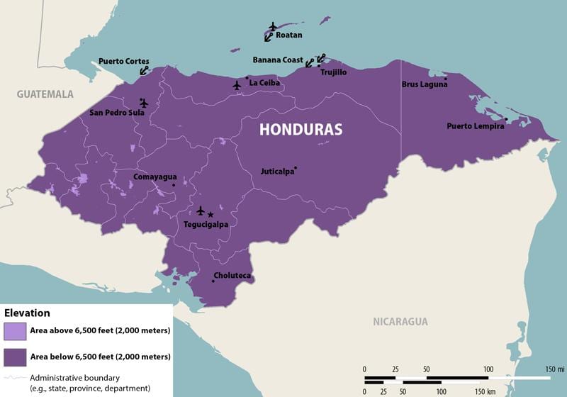 carte du Honduras zika
