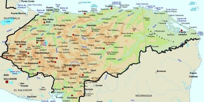 Carte du Honduras et les pays voisins