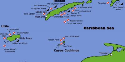 Les îles du Honduras carte