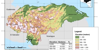 Carte du Honduras élévation