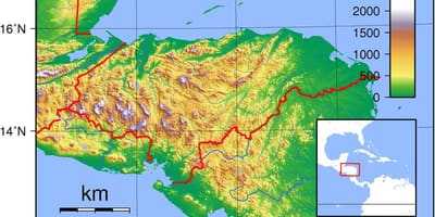 Carte topographique du Honduras
