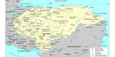 Le Honduras carte avec les villes